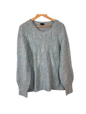 Talbots NEW Aqua Ivory Chunky Knit Sweater Size XL Wool Blend Winter Warm Cozy